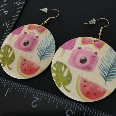 Cute large wooden statement earrings