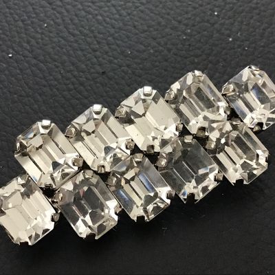 Beautiful Clear Rhinestone Bar pin Silver Tone Vintage