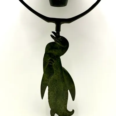 Sale Photo Thumbnail #26: Rare Signed Bronze Penguin Smoking Stand  
