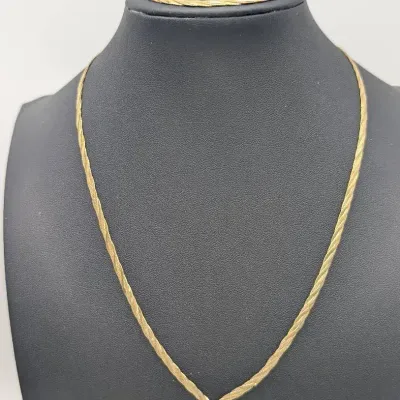 14K Gold Braided Herringbone Necklace & Bracelet 