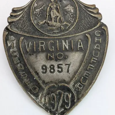 1929 Virginia Chauffeur License Badge