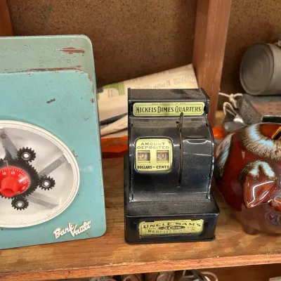 Vintage Banks- Tom Thumb , Uncle Sam’s, Corky Pig