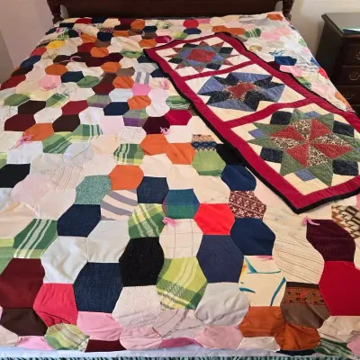 Handmade Vintage Crazy Quilt & New Quilted Runner
