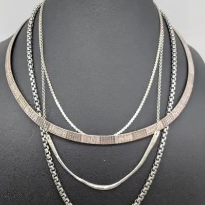 4 Sterling Silver Necklaces 