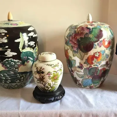 5 Asian Ceramic Ginger Jars & Vases