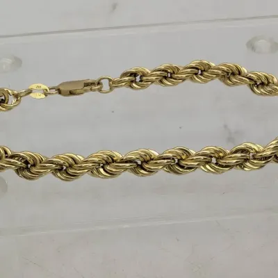 10K Gold Rope Chain Bracelet 