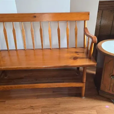 Wooden Vintage Bench Seat & Side Table