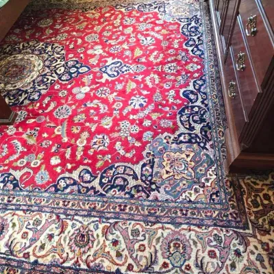 Indian Kashan Vintage Handmade Wool Rug 11' 10" × 8' 7"