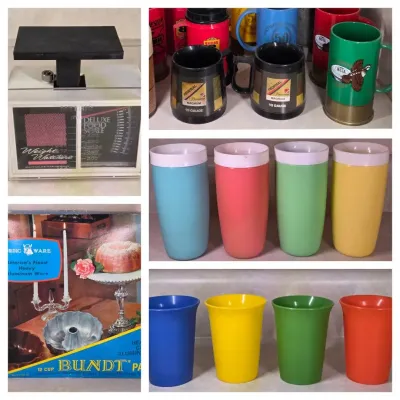 Vintage Kitchenware Lot: Tupperware, Thermos, Nordic Ware & Stanley