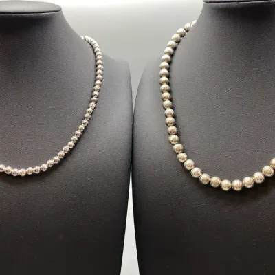 2 Sterling Silver Beaded Necklaces