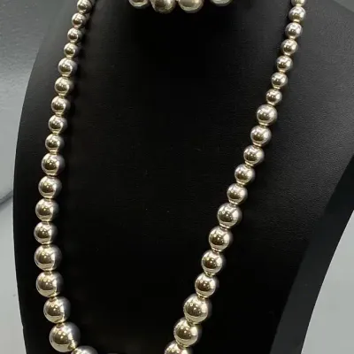 Sterling Silver Ball Necklace & Bracelet