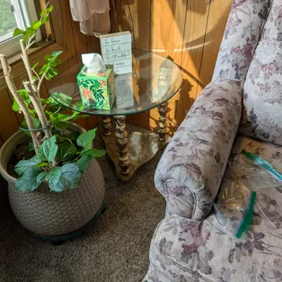 Sale Photo Thumbnail #12: Glass topped end table
