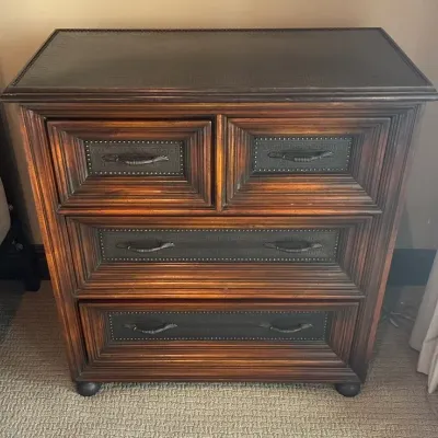 Sale Photo Thumbnail #72: Rustic nightstand w etched metal