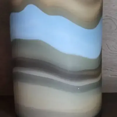 Sale Photo Thumbnail #44: Blue green brown glass swirl vase