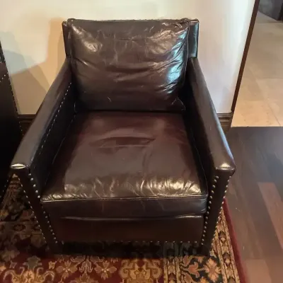 Sale Photo Thumbnail #41: Dark brown leather club chair 2