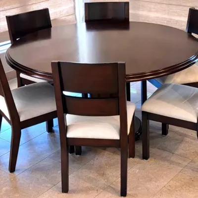 Sale Photo Thumbnail #24: Pedestal table w 6 upholstered chairs