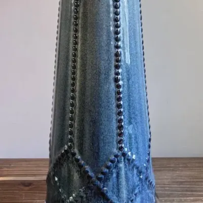 Sale Photo Thumbnail #60: Tall blue glazed lamp 2
