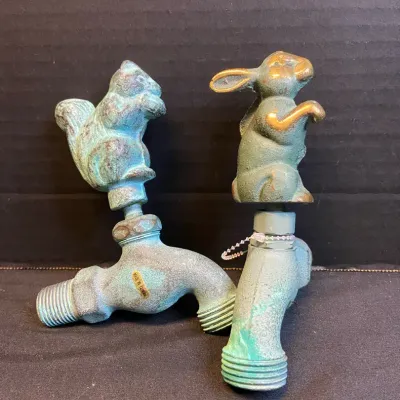 Cast Metal Bunny & Squirrel Garden Faucet Spigots