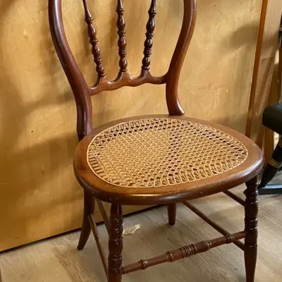 Victorian Cane Seat Spindle Balloon Back Chair