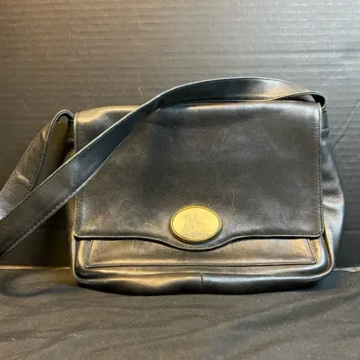 Frank Clegg Black Leather Purse With Etched Sailing Boat Clasp 