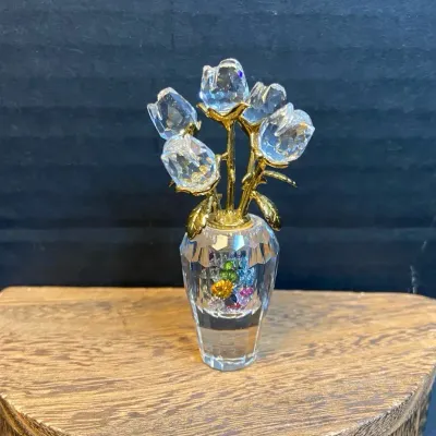 Swarovski Crystal Rose Vase With Gems-Memories-Secrets Collection 