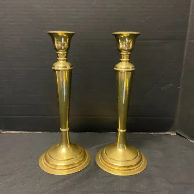 Pair Of 11” Solid Brass Candle Stick Holders