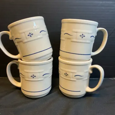 4 Longaberger Pottery Coffee Mugs