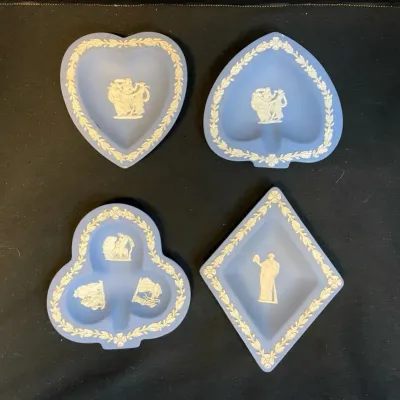 Wedgwood England Jasperware 4 Piece Card Suits Dishes