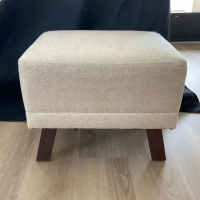 Off White Ottoman With Wood Legs