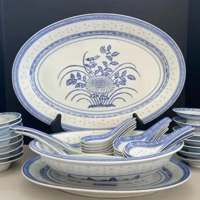 Vintage Chinese Rice Grain Porcelain Service ware 