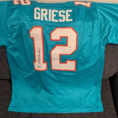 Autographed Bob Griese Miami Dolphins Aqua Football Jersey