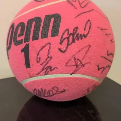 Pink Penn Jumbo/giant Tennis Ball Autographed By Pro Tennis Player Ben Shelton With Many Other
