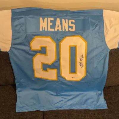 Autographed Natrone Means Los Angeles/San Diego Chargers Throwback Jersey