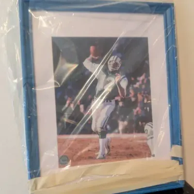 Framed Signed Joe Namath New York Jets Photo File Memorabilia Piece