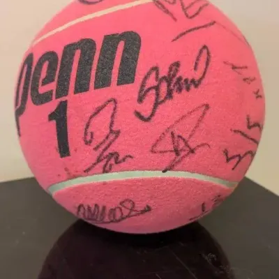 Pink Penn Jumbo/giant Tennis Ball Autographed By Pro Tennis Player Ben Shelton With Many Other
