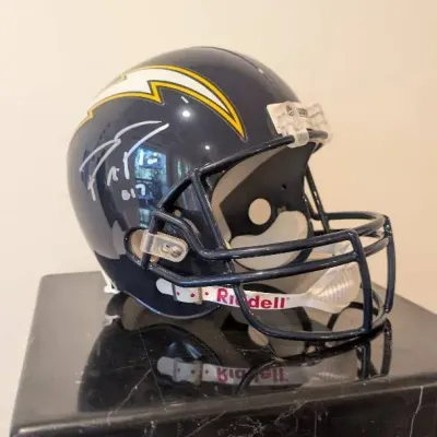 San Diego Chargers Navy Blue Full-size Replica Football Helme, Hand Signed By Longtime Quarterback
