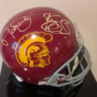 Riddell USC Trojans Helmet dual-signed By icon college football Players Matt Leinart and Reggie Bush