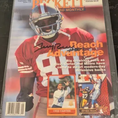 vintage September 1996 copy of Beckett Football Card Monthly (Issue #78), Autographed by Jerry Rice