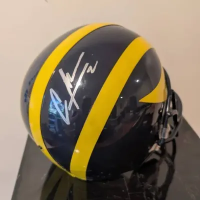 Autographed University of Michigan Wolverines Football Helmet, Signed By Corner Back Charles Woodson