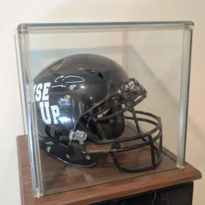 Black Football Helmet with Autograph from NFL Wide Receiver Calvin Ridley