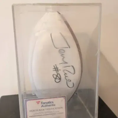Football w Autograph and Jersey Number of Pro Football Hall of Fame Wide Receiver Jerry Rice (#80)