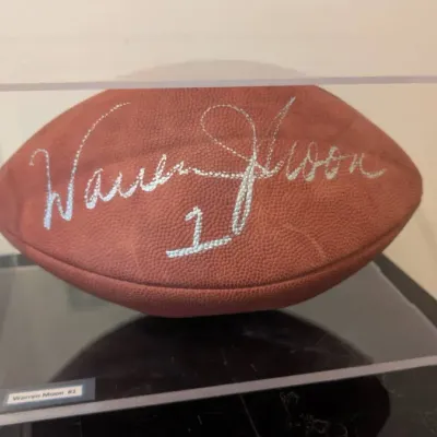Official NFL Leather Football Signed by Hall of Fame Quarterback Warren Moon