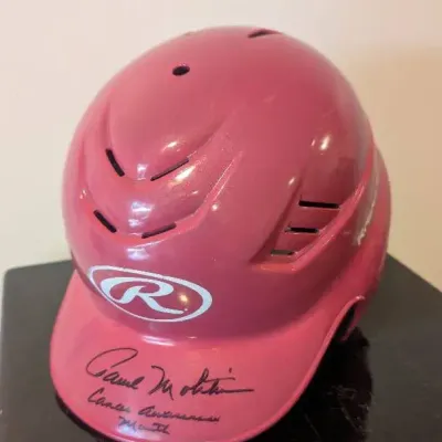 Signature of Baseball Hall of Famer Paul Molitor On A Pink Rawlings Coolflo Batting Helmet