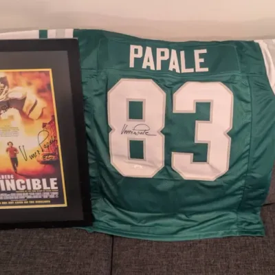 Signed Vince Papale Philadelphia Eagles Football Jersey, Signed Vince Papale Invincible Movie Poster