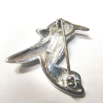 Vintage Monet Hummingbird Brooch Colorful Rhinestone Pin Silver Toned