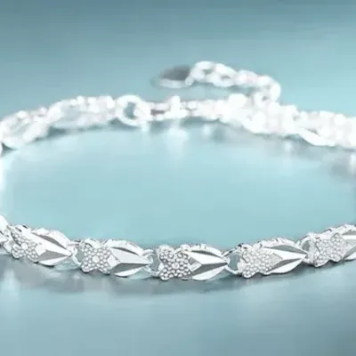 Aurora Blossom Silver Floral Bracelet `~ 925 marked