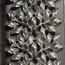 Vintage Coro Leaf Shiny Silver Bracelet 7” & Earrings