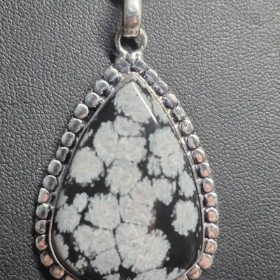 Natural Snowflake Jasper Pendant, 925 Sterling Silver Pendant