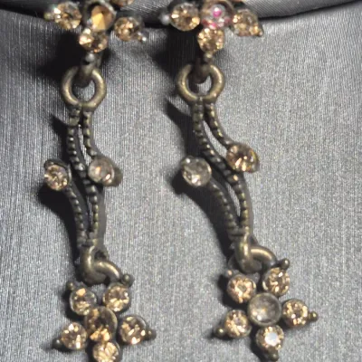 Vintage Rhinestone Pearl Teardrop Necklace & Earrings