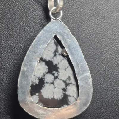 Natural Snowflake Jasper Pendant, 925 Sterling Silver Pendant